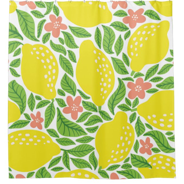 Lemon Citrus Summer Vintage Pattern Shower Curtain (Front)