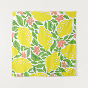 Lemon Citrus Summer Vintage Pattern Tapestry