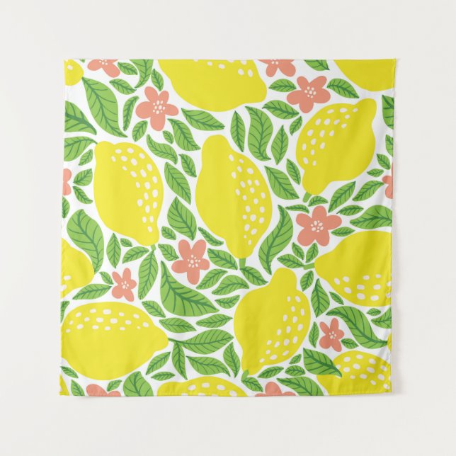 Lemon Citrus Summer Vintage Pattern Tapestry (Front)