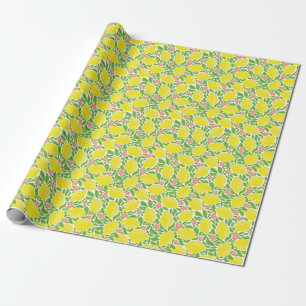 Lemon Citrus Summer Vintage Pattern Wrapping Paper