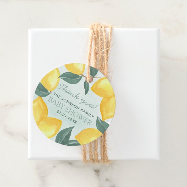 Lemon Citrus Thank You Party Favour Gift Tag (In Situ)