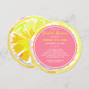 Lemon Citrus Watercolor Pink Bridal Shower Invite