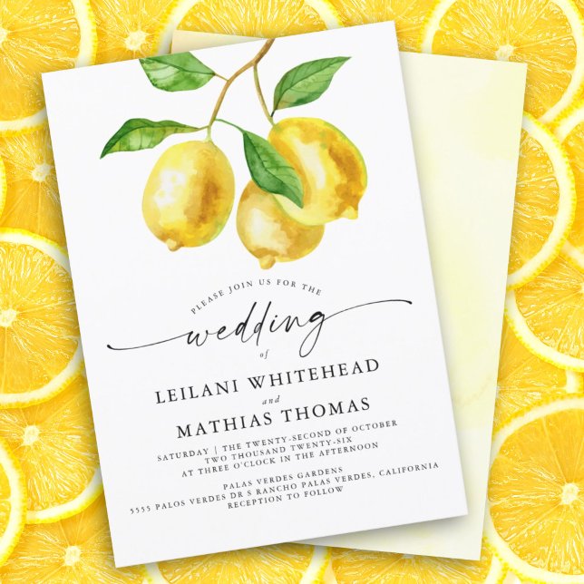 Lemon Citrus Watercolor Wedding Invitation (Lemon citrus watercolor wedding invitation that is perfect for your summer wedding. )