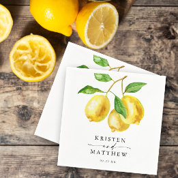 Lemon Citrus Watercolor Wedding Napkin