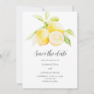 Lemon Citrus Watercolor Wedding  Save The Date