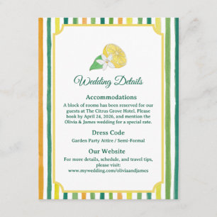 Lemon Citrus Wedding Details Enclosure Card