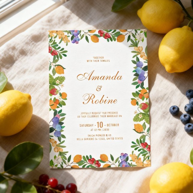 Lemon Citrus Wedding Invitation (Creator Uploaded)