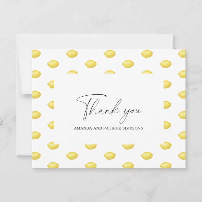 Lemon Citrus - Wedding Thank You Card (Front)