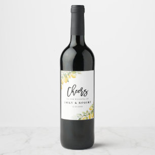 Lemon Citrus Wedding Wine Label