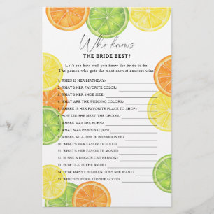 Lemon citrus - Who knows the bride best game