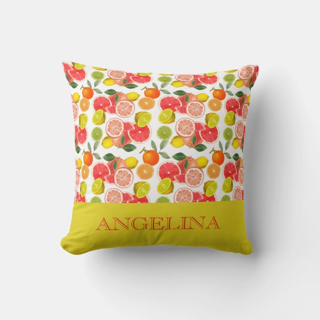 Lemon citrus yellow Pattern  Cushion (Front)