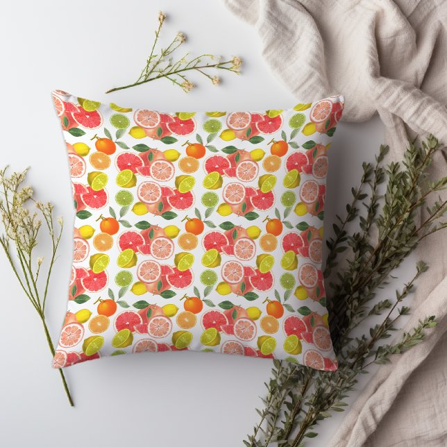 Lemon citrus yellow Pattern  Cushion (Lemon citrus yellow Pattern Throw Pillow.)