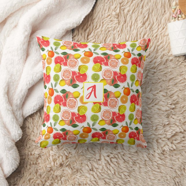 Lemon citrus yellow red Pattern  Cushion (Blanket)