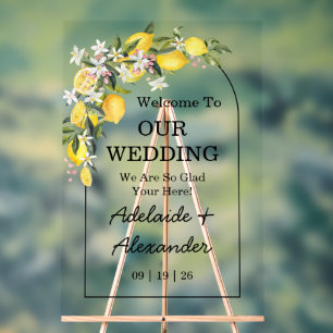 Lemon Citrus Yellow Wedding Acrylic Sign