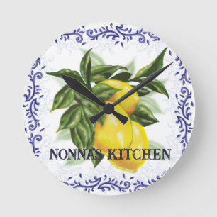 Lemon Clock with French Toile Border Elegant Italy
