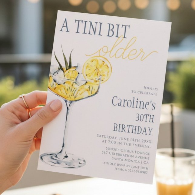 Lemon cocktail A tini bit Older 30th Birthday  Invitation (Creator Uploaded)