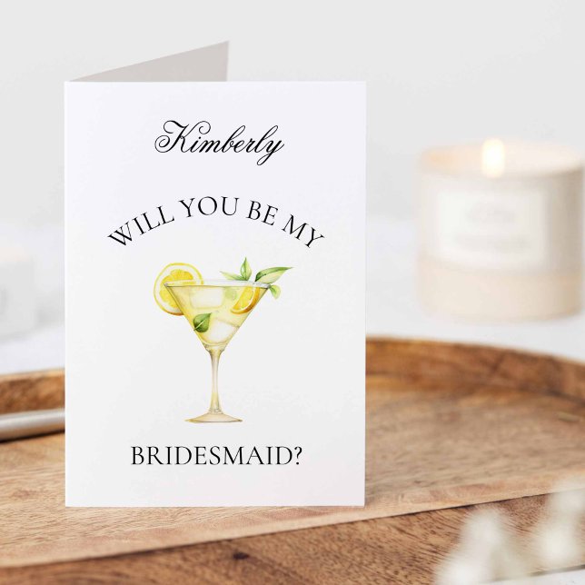 Lemon Cocktail Will you be my Bridesmaid Proposal Announcement (Lemon Cocktail - Will you be my Bridesmaid Card)