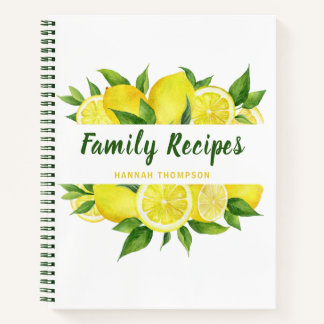 Lemon Cookbook Organising Favourite Family Recipes Notebook