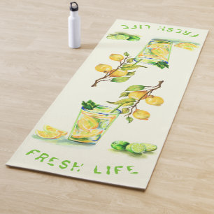 Lemon Cool Drink Lemons Yoga Mat - Custom Text