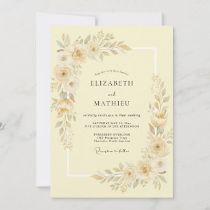 Lemon Cream Tranquil Spring Wedding Invitation