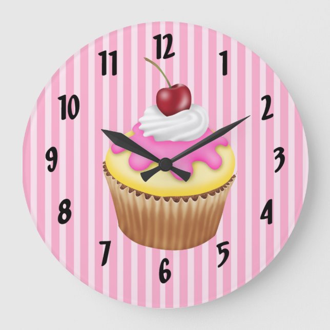 Lemon Cupcake Large Clock (Front)