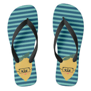 Lemon Cute Striped Pattern Flip Flops