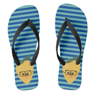 Lemon Cute Striped Pattern Flip Flops