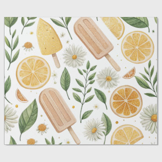 Lemon Daisy Wrapping Paper Roll – Citrus Floral Pa