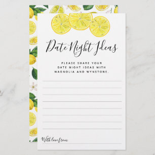 Lemon Date Night Ideas Cards