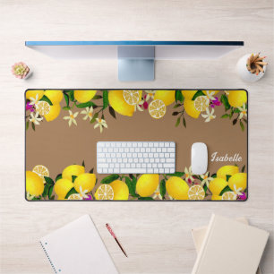 Lemon Days Brown Desk Mat