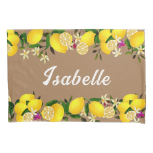 Lemon Days Brown Pillowcase