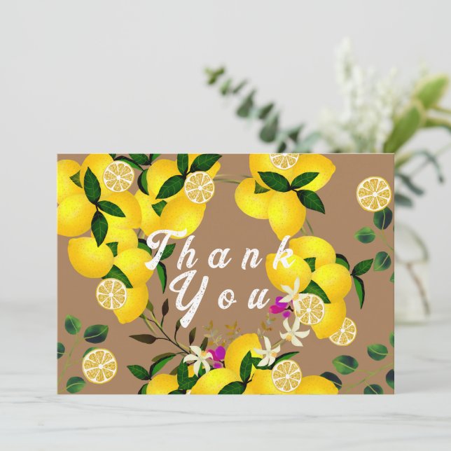 Lemon Days Brown Thank You Card (Standing Front)
