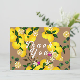Lemon Days Brown Thank You Card