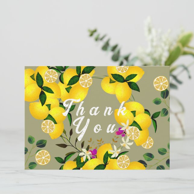Lemon Days Grey Thank You Card (Standing Front)