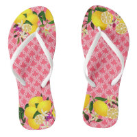 Lemon days motif cherry Flip Flops