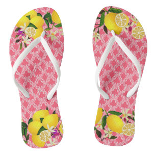 Lemon days motif cherry Flip Flops