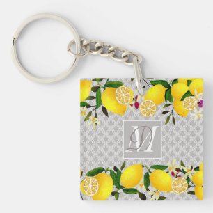 Lemon Days Motif Grey Key Ring