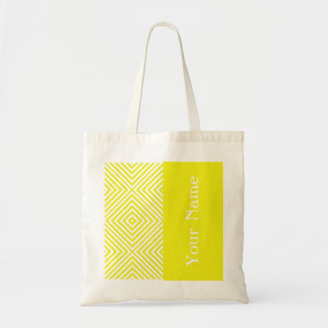 Lemon Diamond Chevron w/ name @ Emporiomoffa Tote Bag (Front)