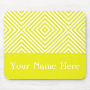 Lemon Diamond Chevron with custom name Mouse Mat