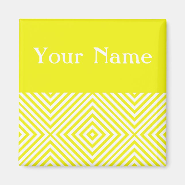 Lemon Diamond Chevron with name Magnet (Front)