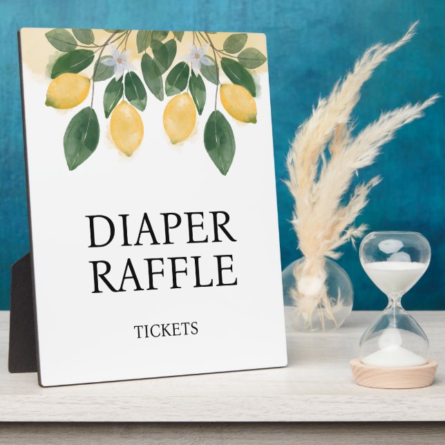 Lemon Diaper Raffle Baby Shower Plaque (Side)