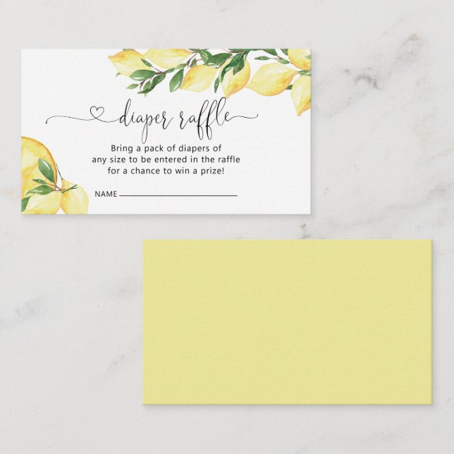 Lemon Diaper Raffle Enclosure Card (Front/Back)