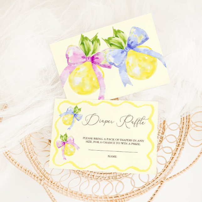 Lemon  Diaper Raffle Pink Baby Shower  Enclosure Card (Creator Uploaded)