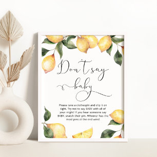Lemon Dont say baby baby shower game Poster
