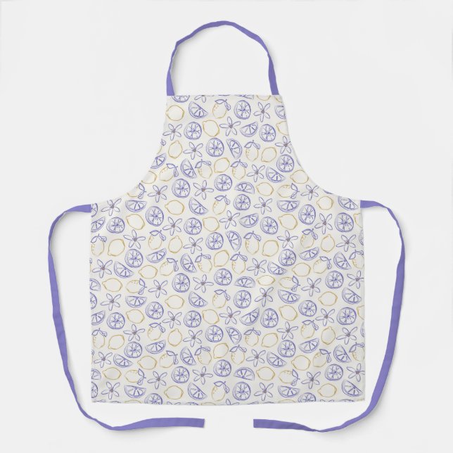 Lemon Doodle Pattern Apron (Front)