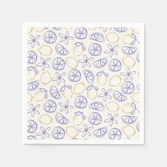 Lemon Doodle Pattern Napkins (Front)