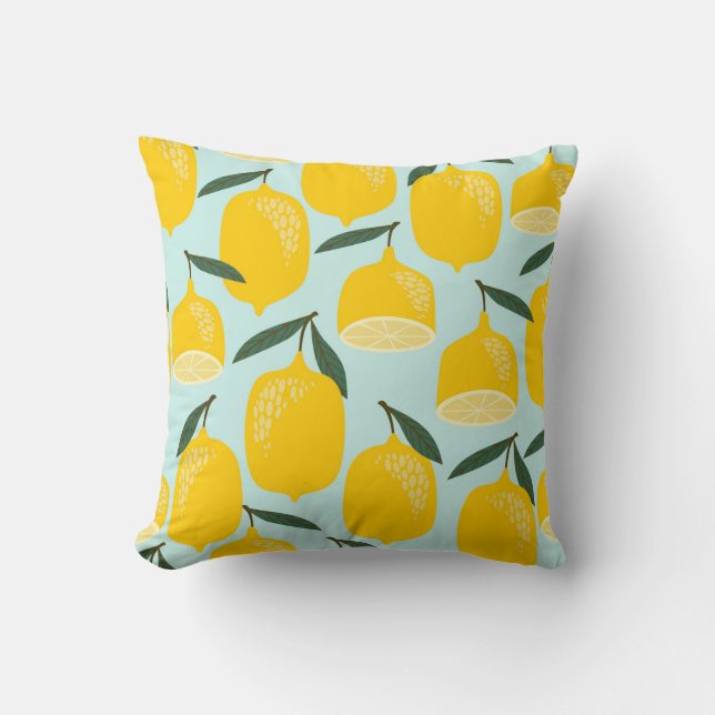 Lemon drawings, trendy vintage pattern. cushion (Front)