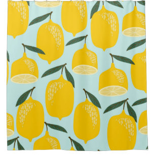 Lemon drawings, trendy vintage pattern. shower curtain