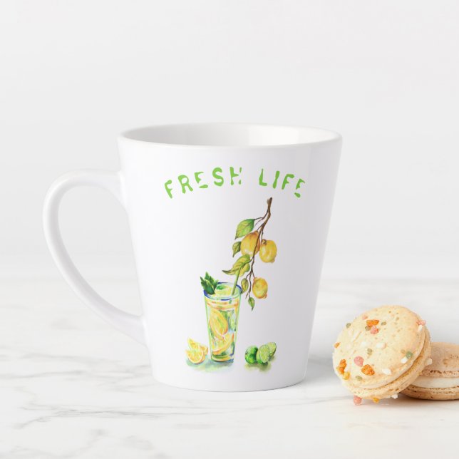 Lemon Drink Latte Mug - Custom Text (In Situ)