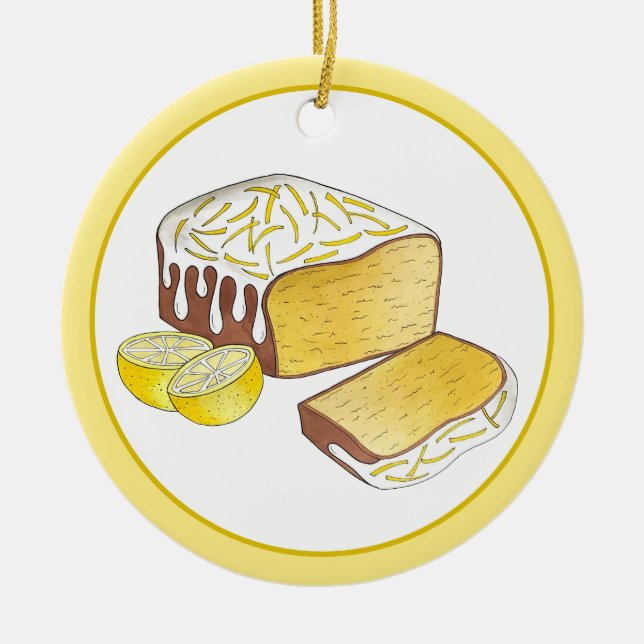 Lemon Drizzle Pound Cake Loaf British Baking Food Ceramic Tree Decoration (Front)